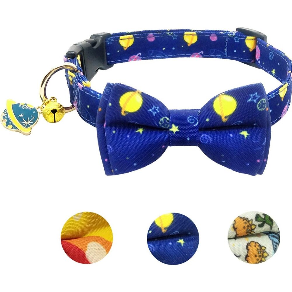 KUDES Dog Bow Tie, Adjustable Dog Collars with Bow Tie and Bells Charm Safety ))